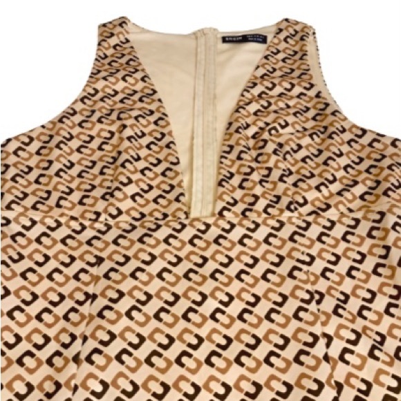 SHEIN Brown & Tan Deep-V Sleeveless Mini Dress With Front Slit - Size 6 - Picture 4 of 9